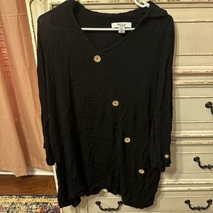 Long Black Blouse with Buttons